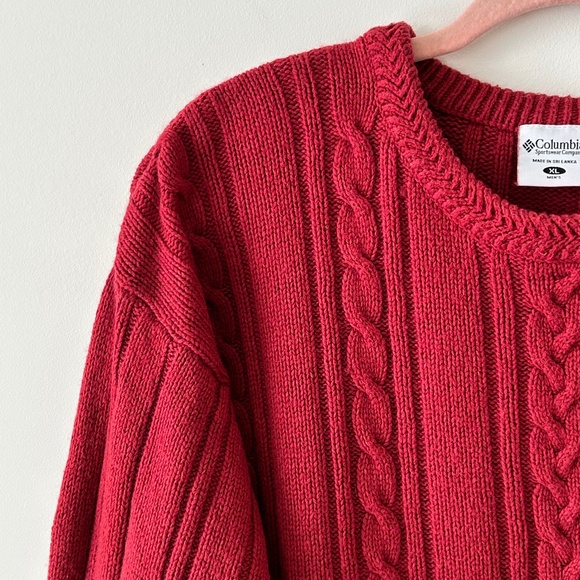 Columbia Red Cable Knit Crewneck Sweater - Picture 4 of 16